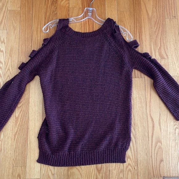Design lab XS maroon knit sweater shoulderless - Picture 6 of 6